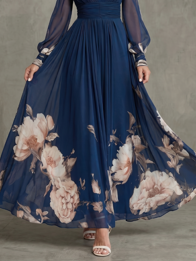 Ziva | Maxi Dress with Pleated Sheer Sleeves™