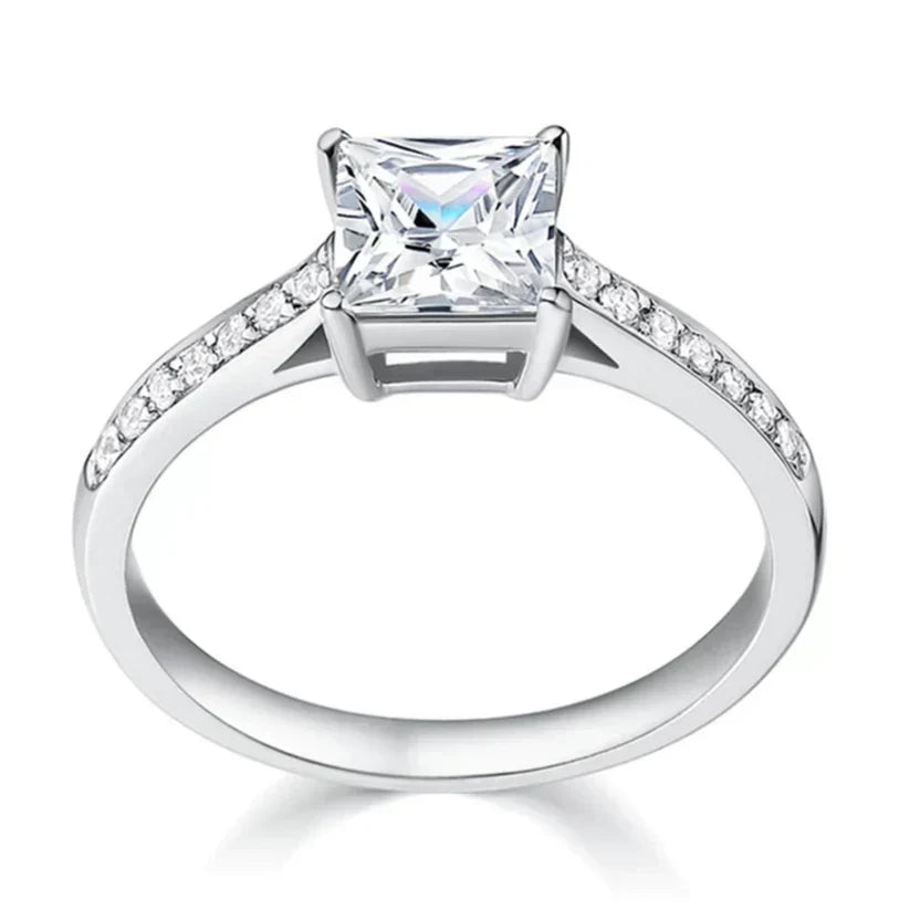 White Gold Ring - Elegant Statement Band for Women