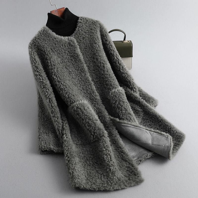 Olivia | Womens Shearling Fur Coat | Draped Silhouette, Naturally Insulating Warmth | Beige, Pink, Red and More XS-2XL