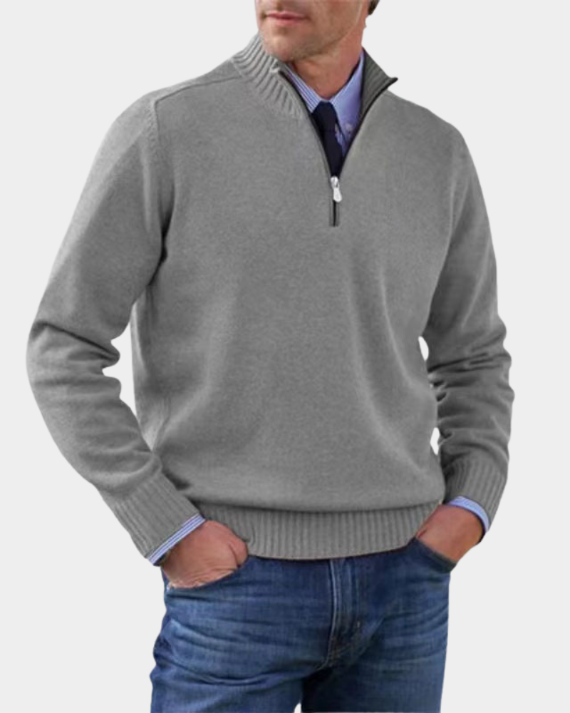 Hezron | Mens Zip-Up Sweater, Lightweight Warmth | Soft Smooth Feel, No Bulk | Red, Gray, Black and More M-3XL