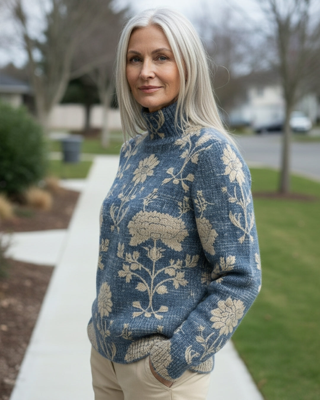 Evelyn™ | Elegant Floral Turtleneck Sweater