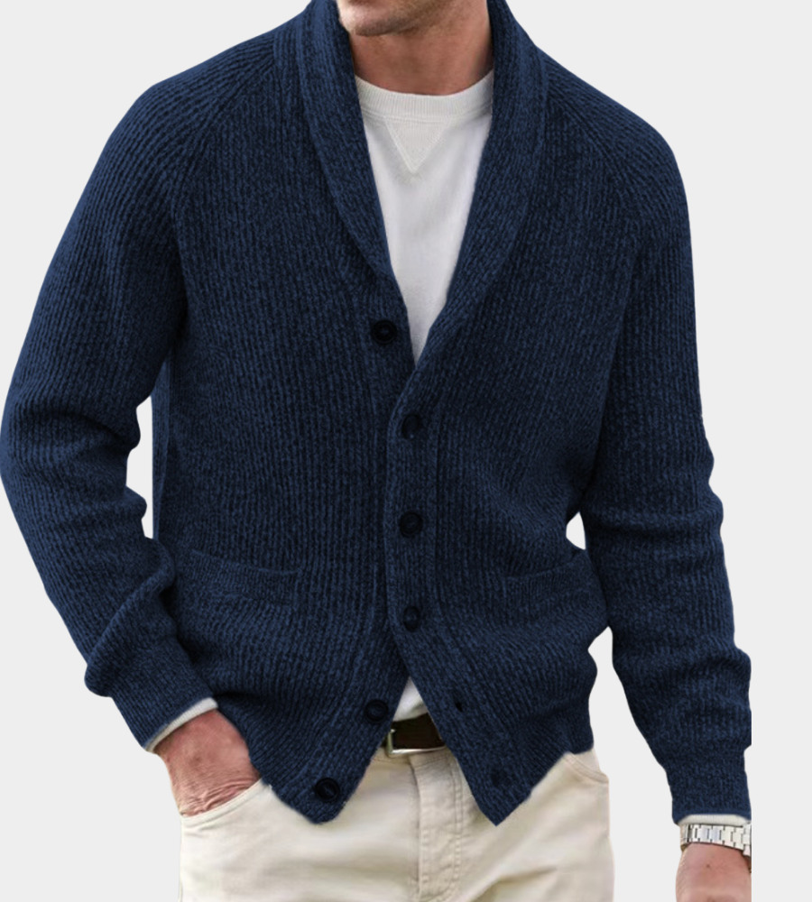 Brian | Mens Shawl Collar Cardigan Sweater in Dense Knit | Warm Layer, Soft on Skin | Gray, Black, Navy and More M-3XL