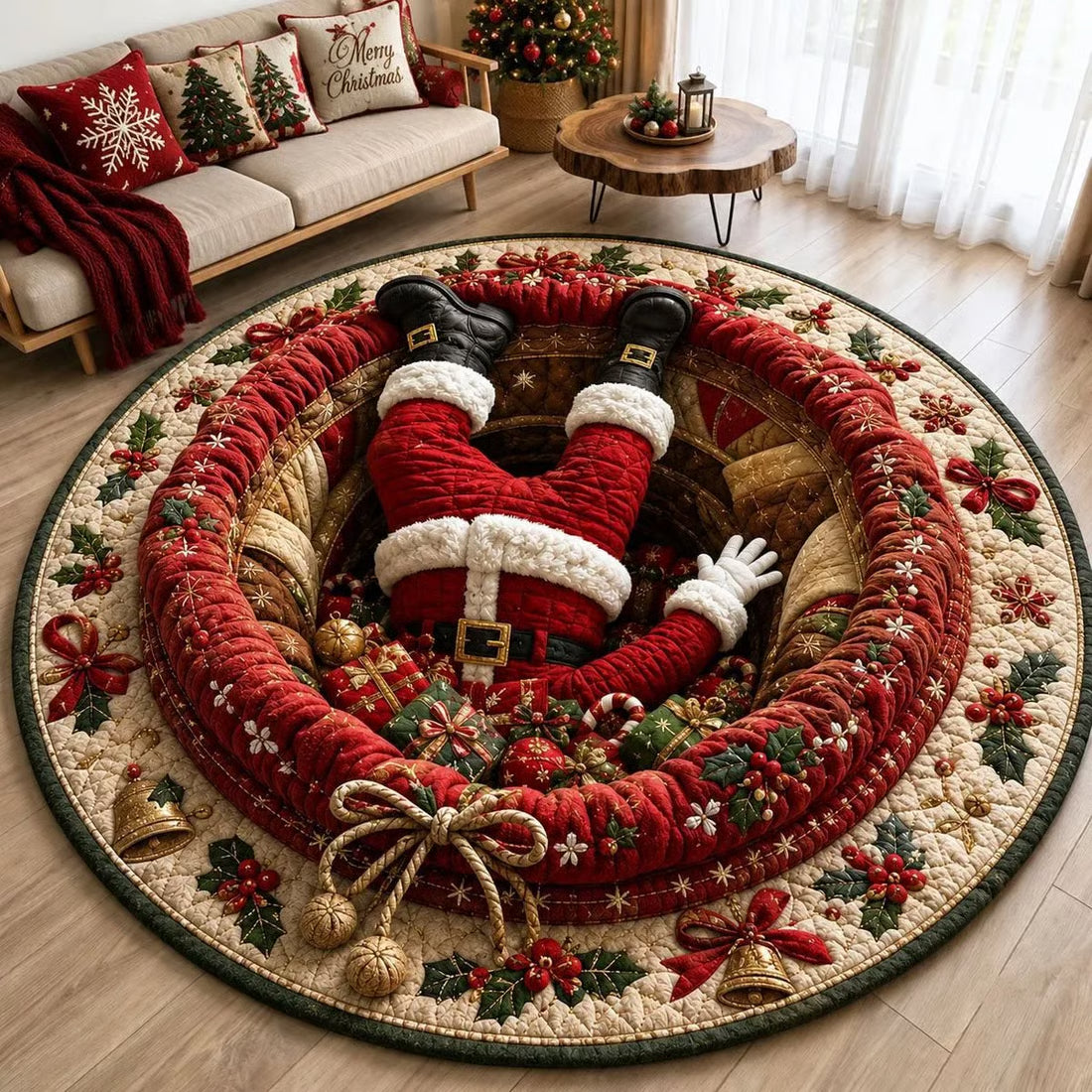 Merry Mirage – 3D Swirl Quilted Christmas Rug
