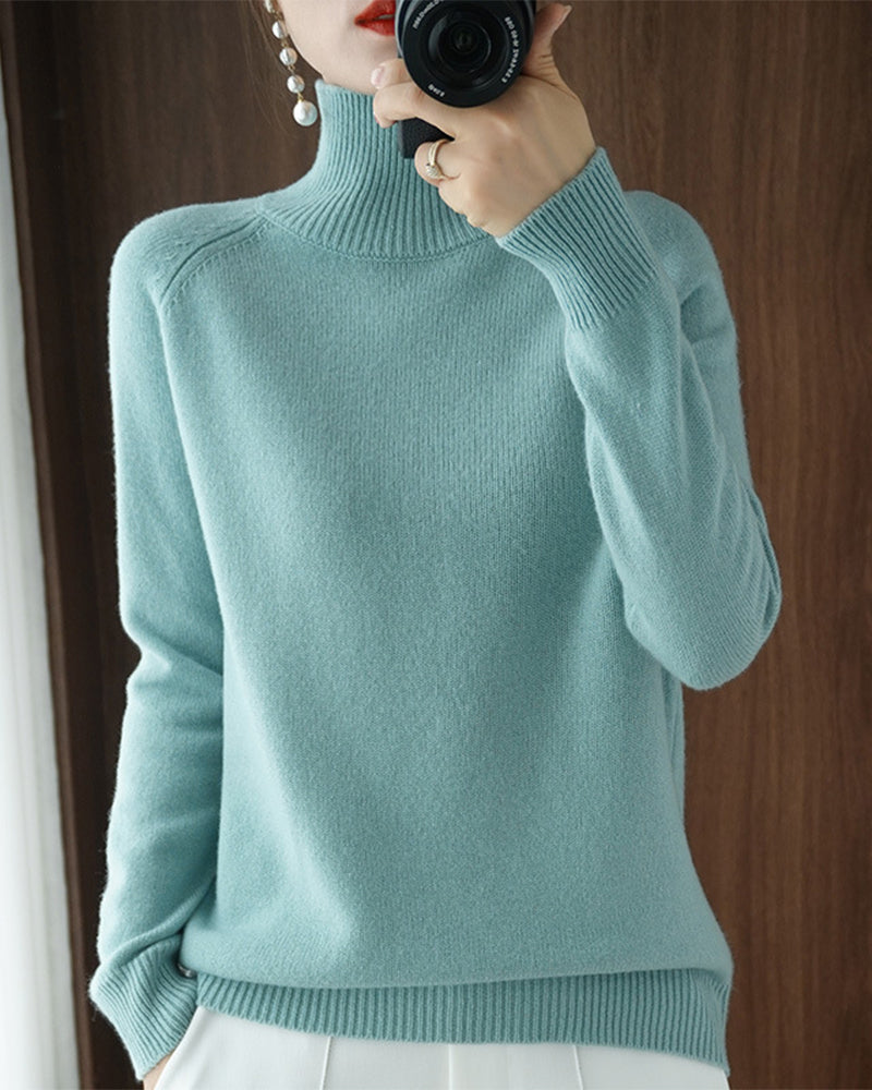 Women's Ribbed High Neck Sweater, Long Sleeves, Regular Fit