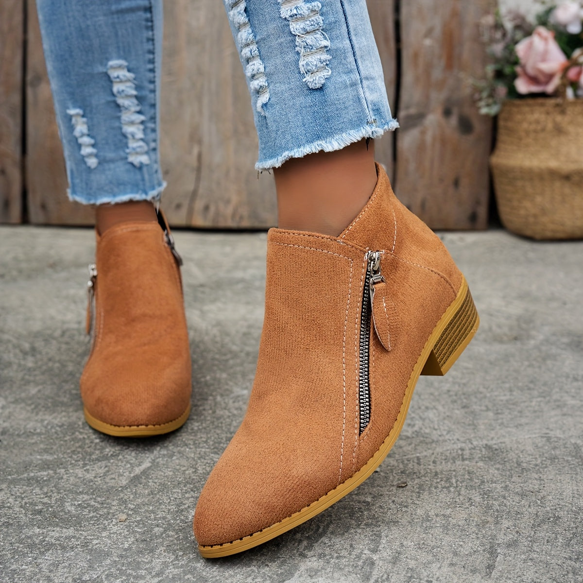 Raya | Womens Ankle Boots with Side Zipper | Zip-On Fit, Dry and Warm in Rain or Snow | Blue, Black, Beige and More EU 35-43