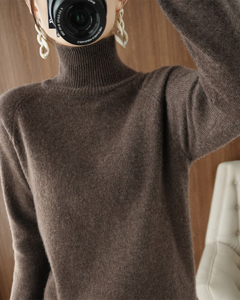 Women's Ribbed High Neck Sweater, Long Sleeves, Regular Fit