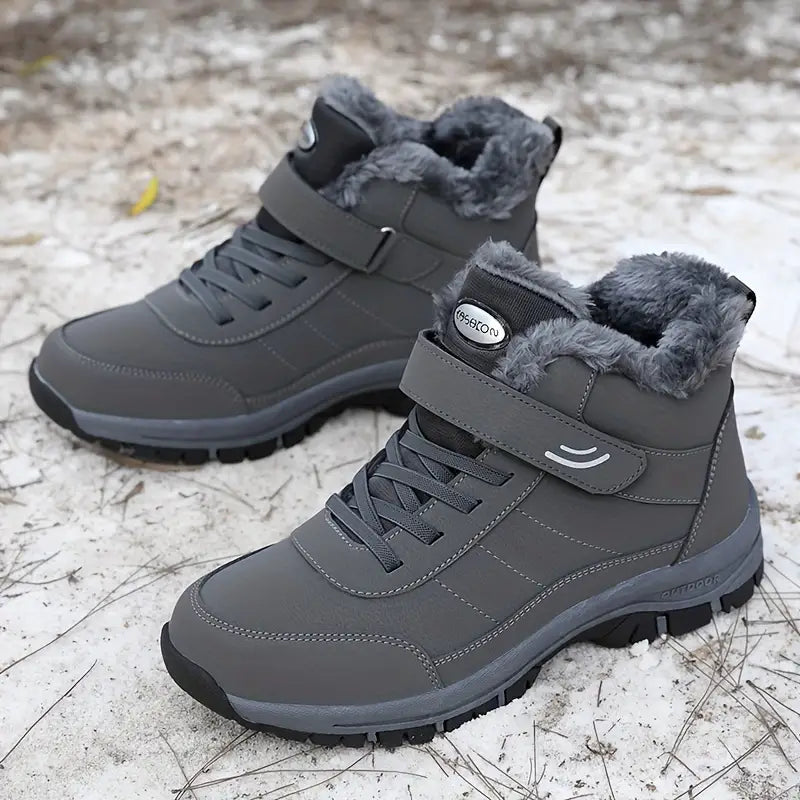 Women's Snow Boots with Plush Lining | Water-Repellent Faux Leather Upper and Strap | Sizes 7-12.5, 3 Colors