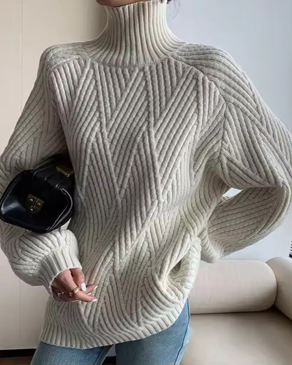 Women's Turtleneck Sweater with Knit | For Winter | Size XS-L | White, Black