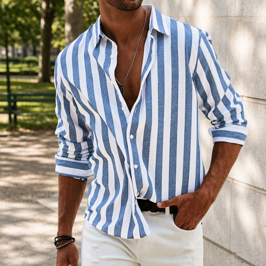 Paphos Striped Linen Casual Shirt