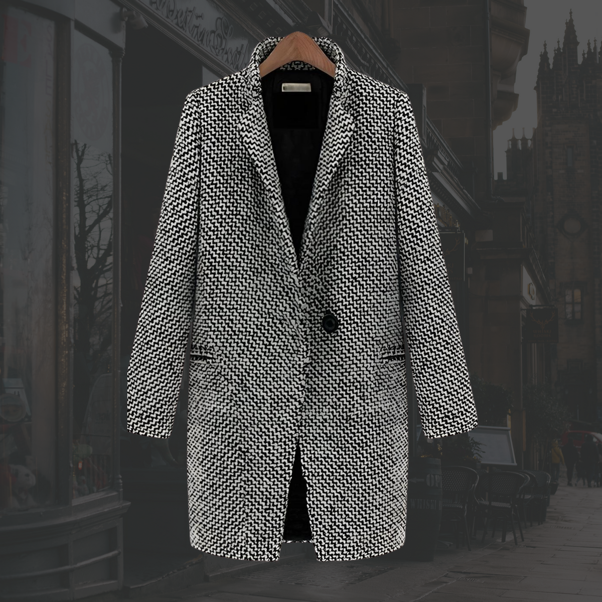 Women's Long Winter Coat, Insulated | Single-Button Closure, Deep V-Neckline | Structured Fit | S–4XL