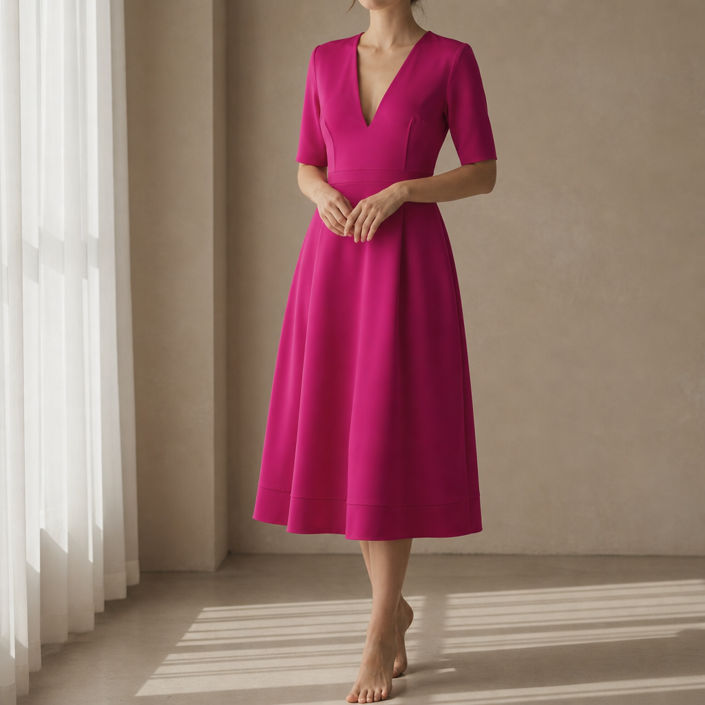 Gaeta Deep V Neck Midi Dress