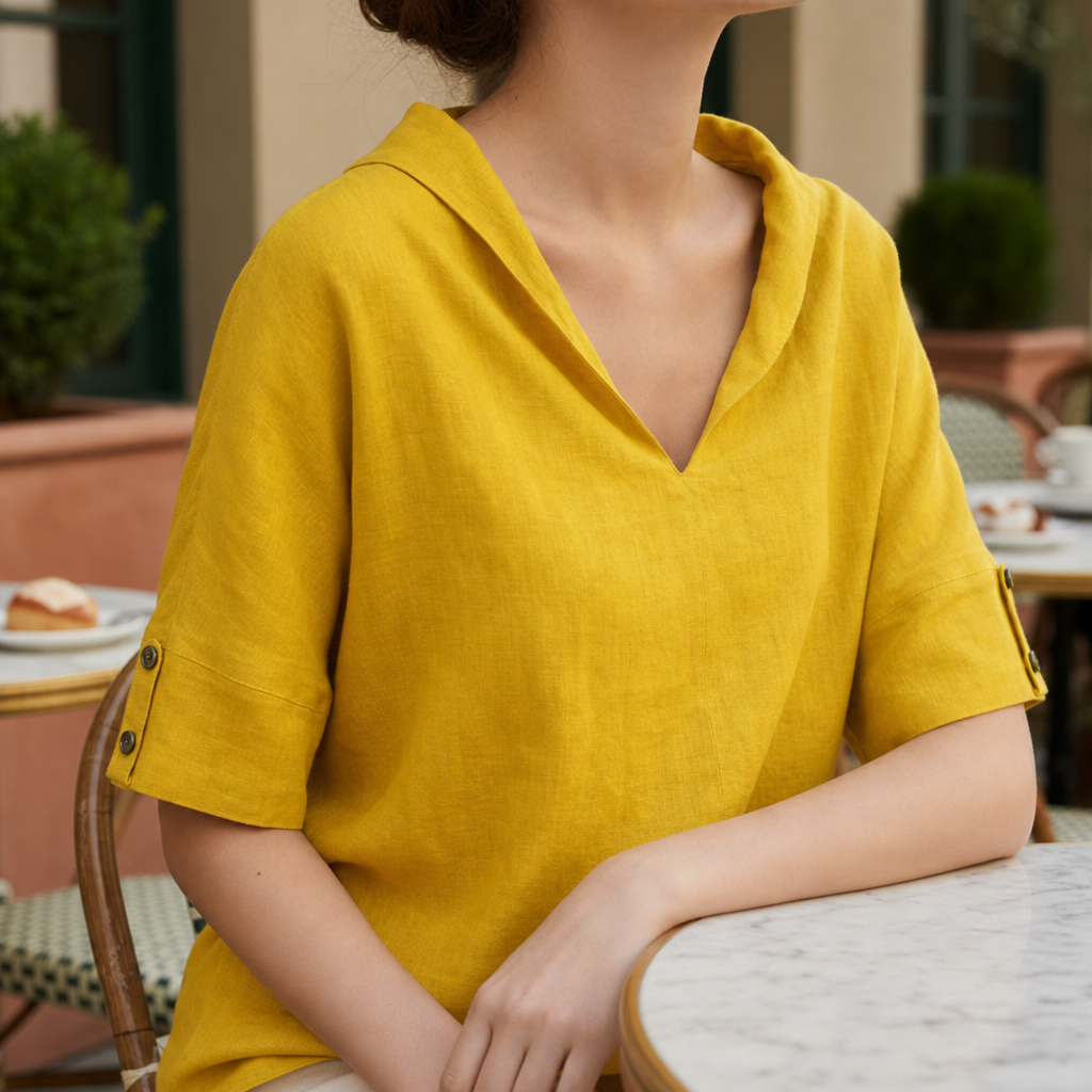 Naxos Linen V-Neck Blouse