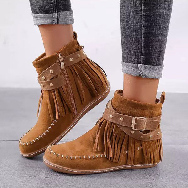 Women's Fringe Ankle Boots with Warm Lining