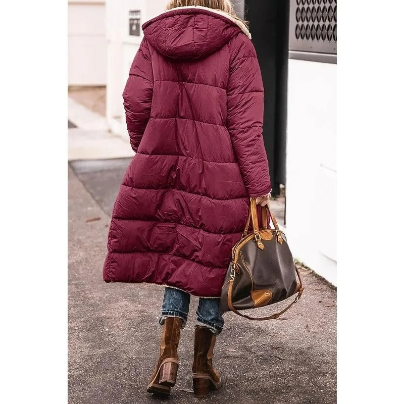 Women's Puffer Jacket with Quilted Panels and Longline Cut | Pockets | For Winter | Size S-3XL