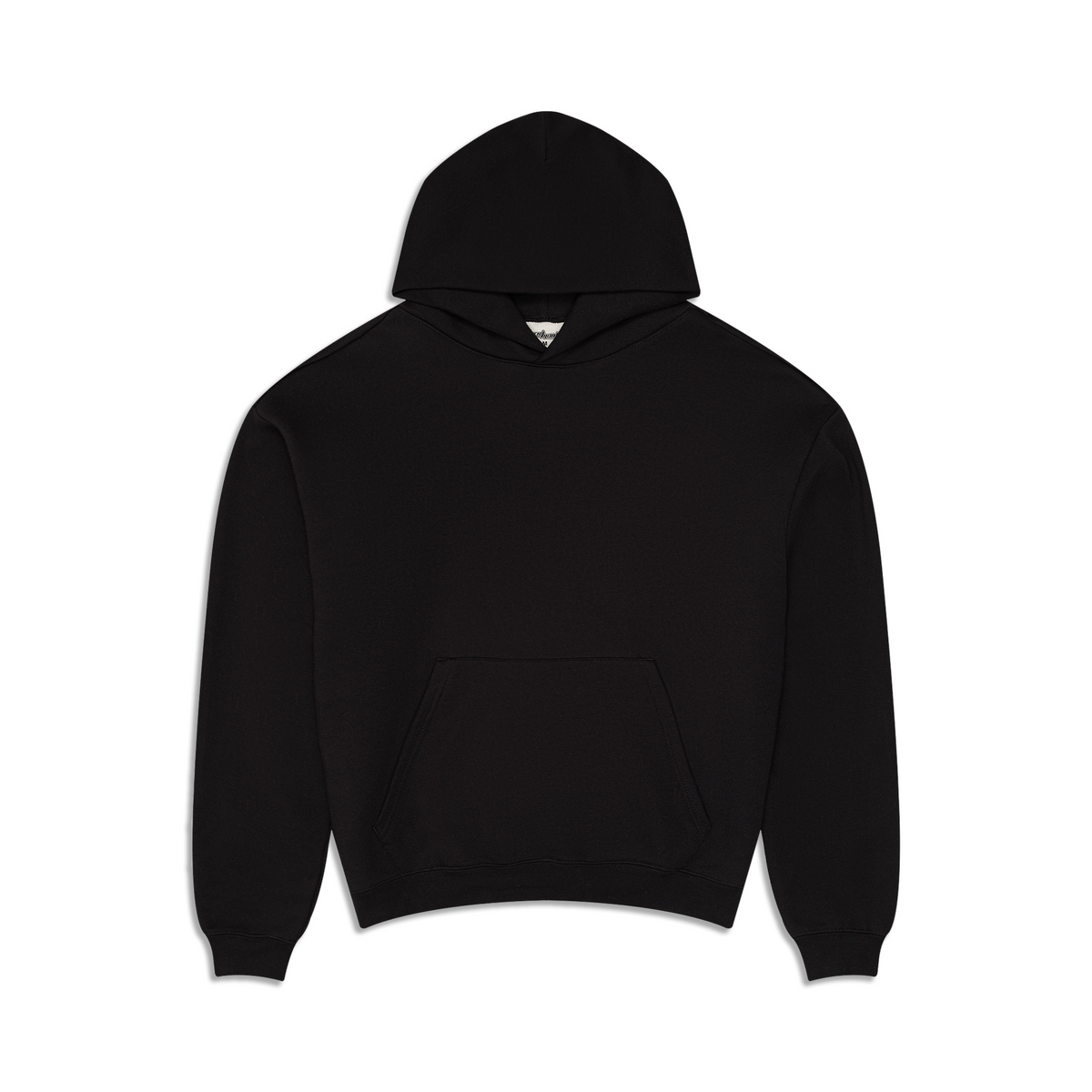 Men's Black Pullover Hoodie, Hooded, Long Sleeves, Kangaroo Pocket