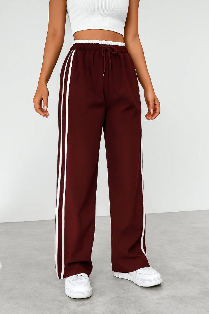 Fausta Side-Stripe Pull-On Track Pants