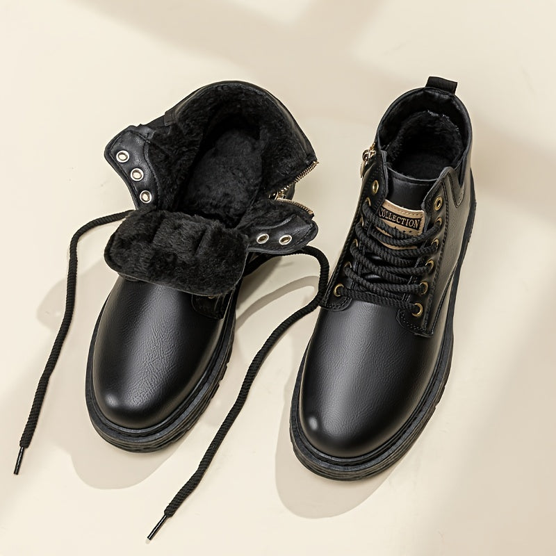 Women's Black Boots with Lace-Up and Cushioned Footbed | For Winter | Size 7-12.5 | Black, Dark Brown