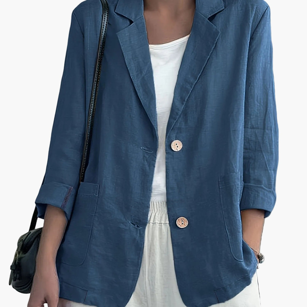 Women's Casual Blazer, Notched Lapels, Long Sleeves