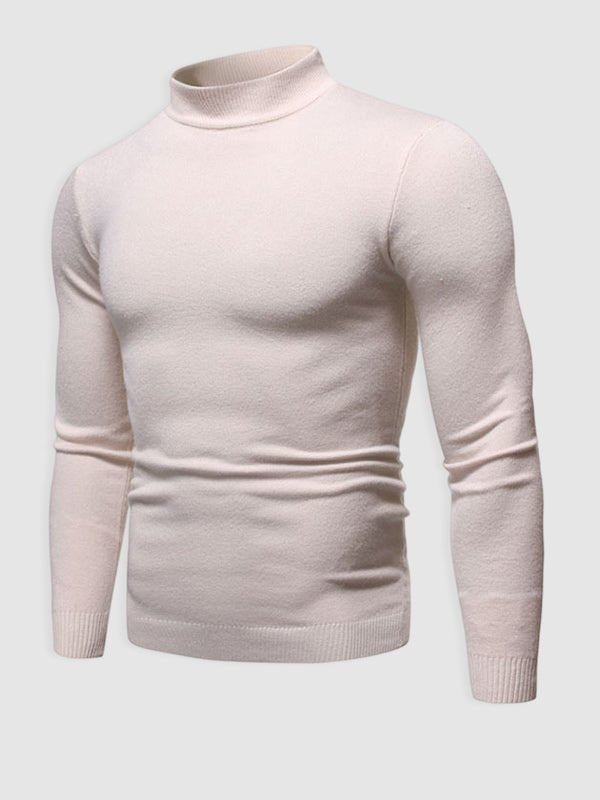 Men's Slim Fit Turtleneck Sweater, Long Sleeves, Ribbed Trims