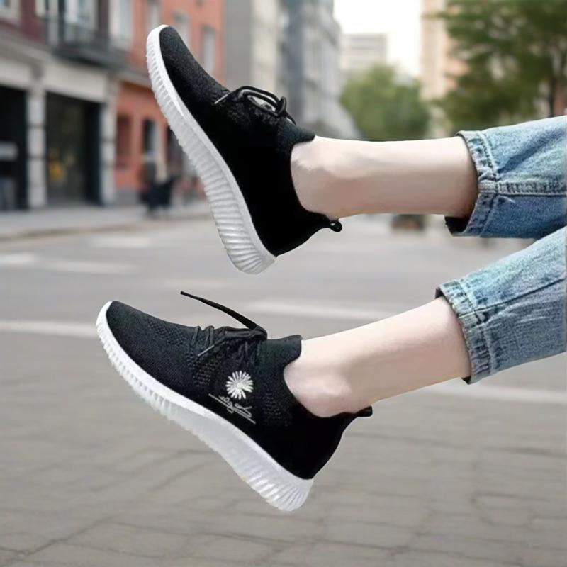 Women's Floral Lace-Up Sneakers, Low Profile, Ribbed Sole