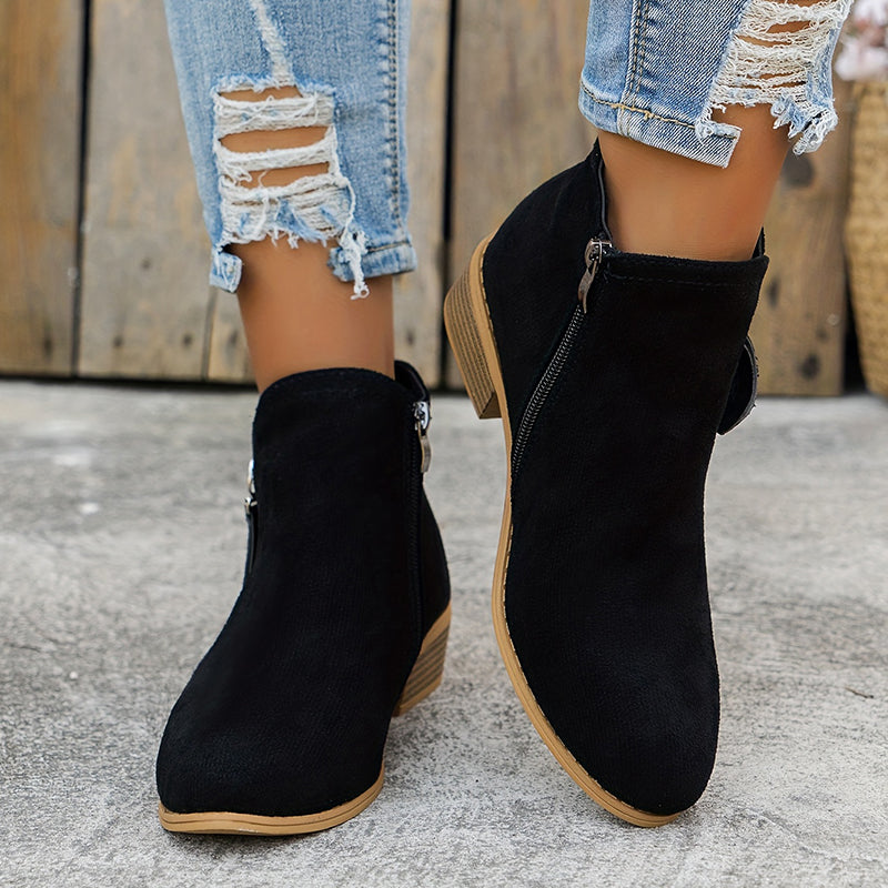 Raya | Womens Ankle Boots with Side Zipper | Zip-On Fit, Dry and Warm in Rain or Snow | Blue, Black, Beige and More EU 35-43