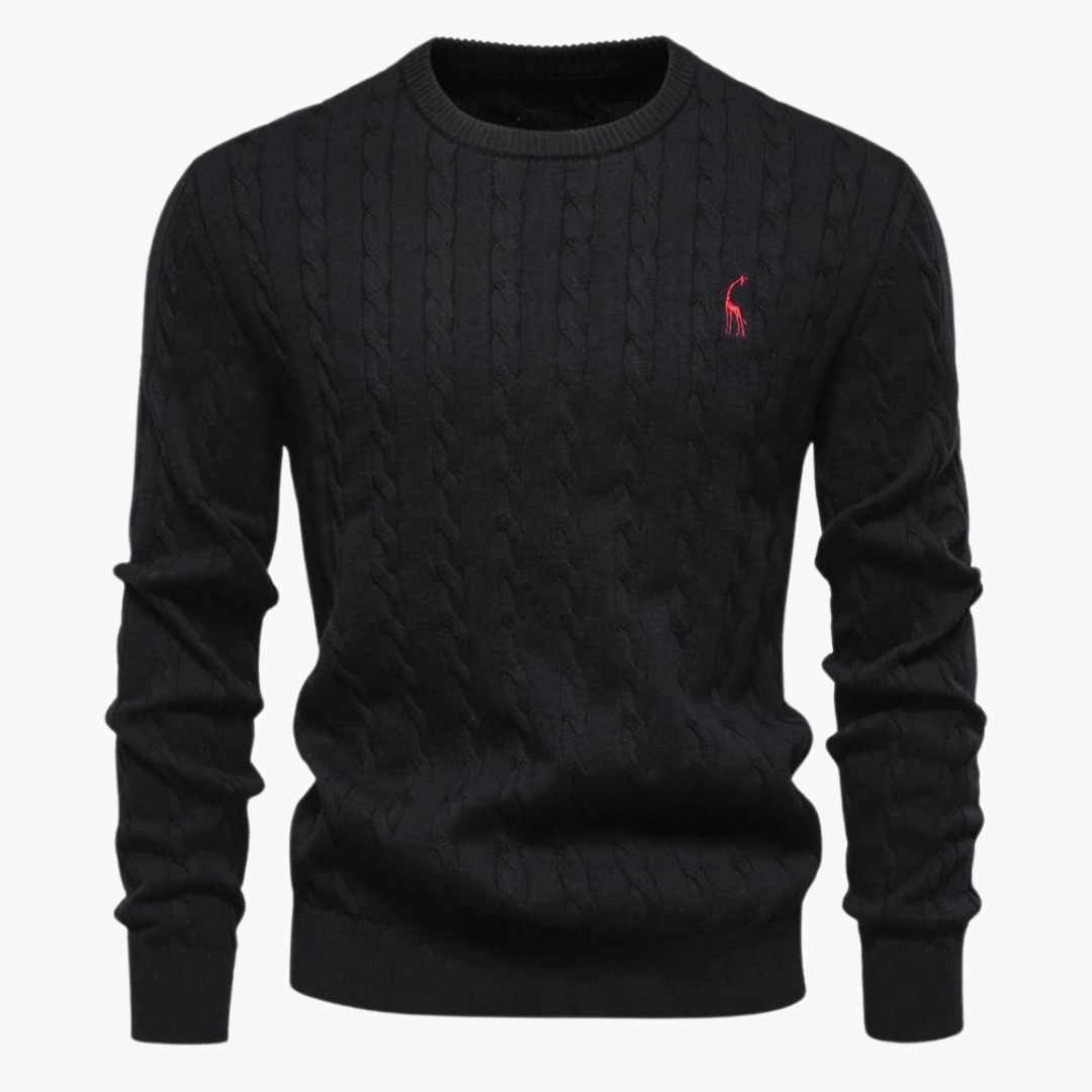 Men's Cable Knit Sweater, Crew Neck, Long Sleeves