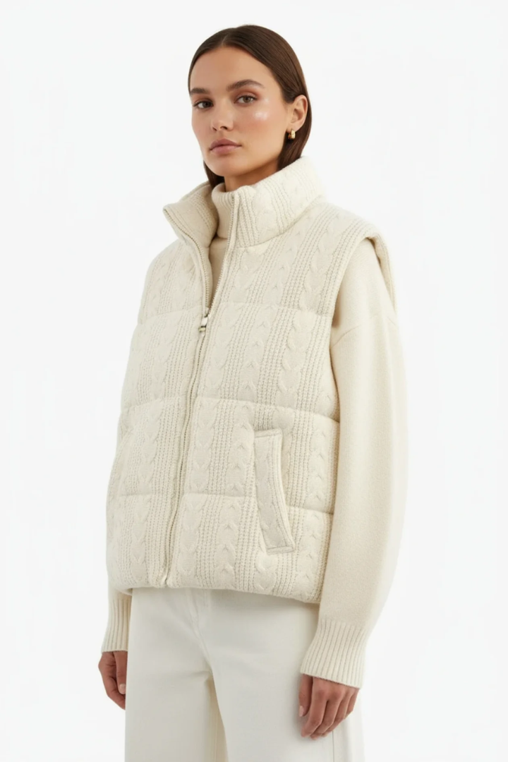 Vigdis Cable-Knit Quilted Puffer Vest