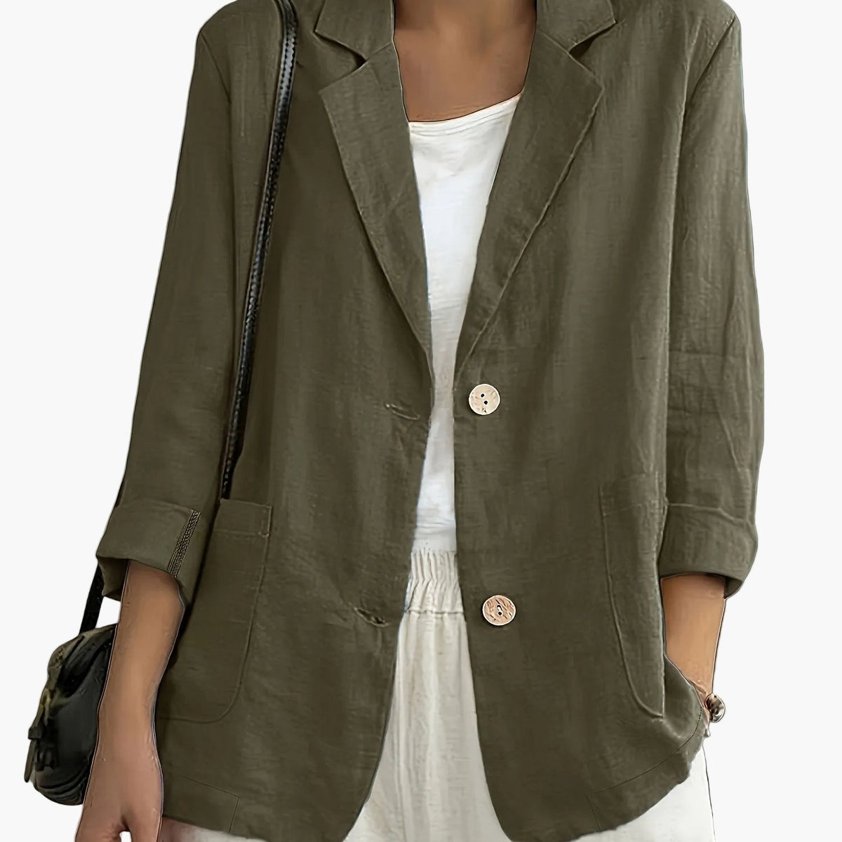 Women's Casual Blazer, Notched Lapels, Long Sleeves
