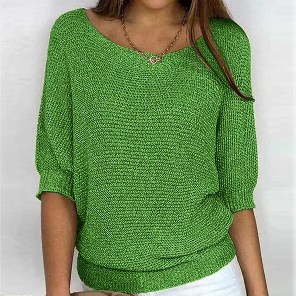 Euna | Womens Soft Knit Sweater, Relaxed Comfort | Non-Itchy, Breathable, Warm | Beige, Red, Black and More S-3XL