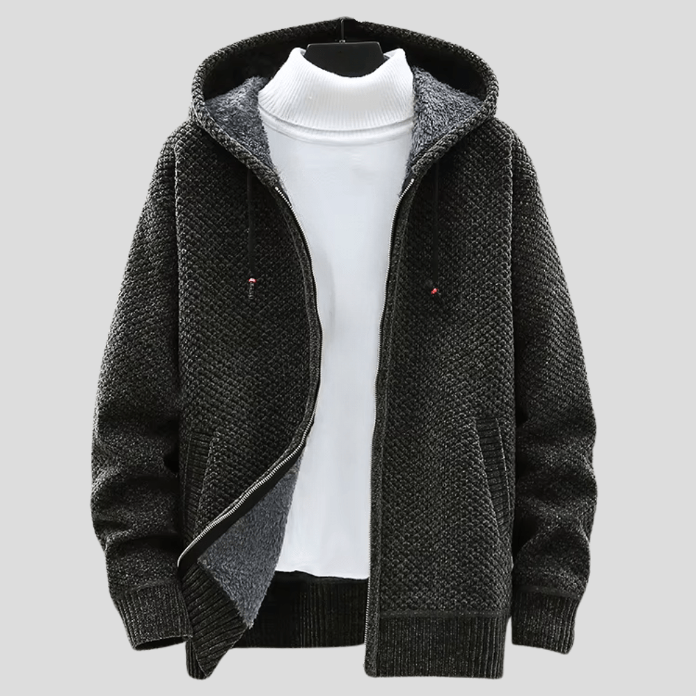 Wilson – Knitted Zip Hoodie with Fleece Lining