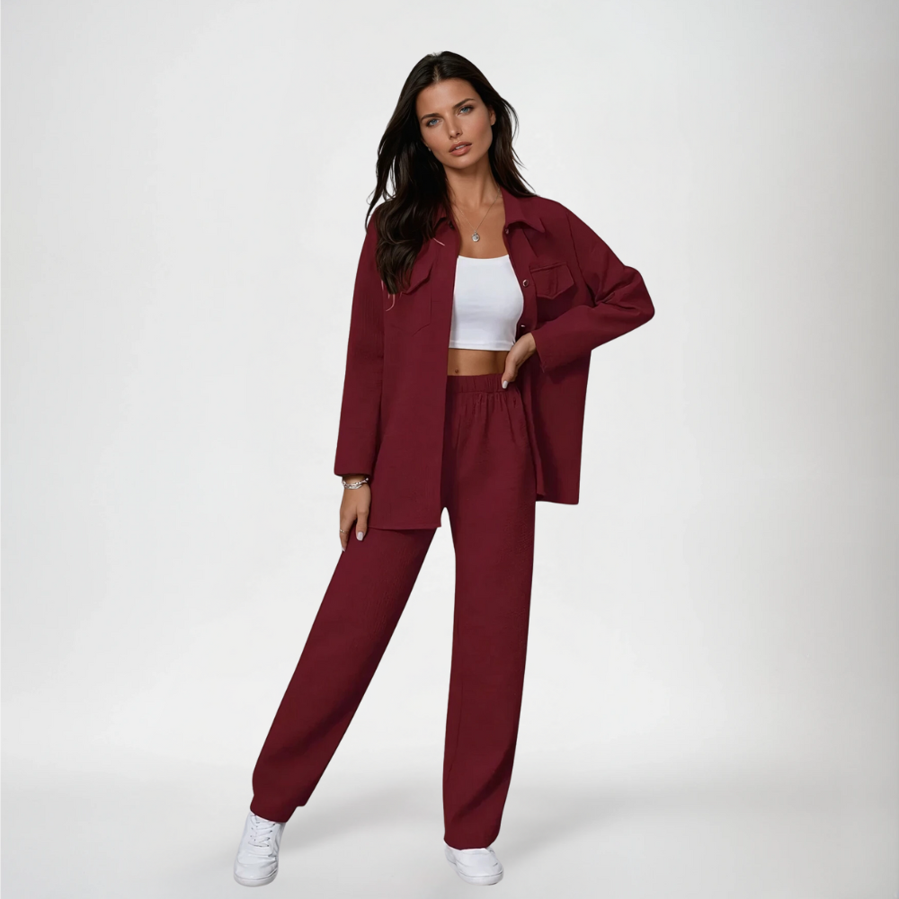 Women's Utility Shirt and Wide-Leg Pants Matching Set