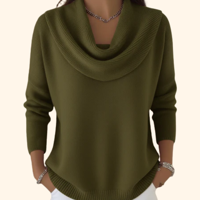 Natalie | Womens Cowl Neck Knit Sweater in Soft Cotton | Relaxed Fit, Office to Weekend | Red, Pink, Black and More S-3XL