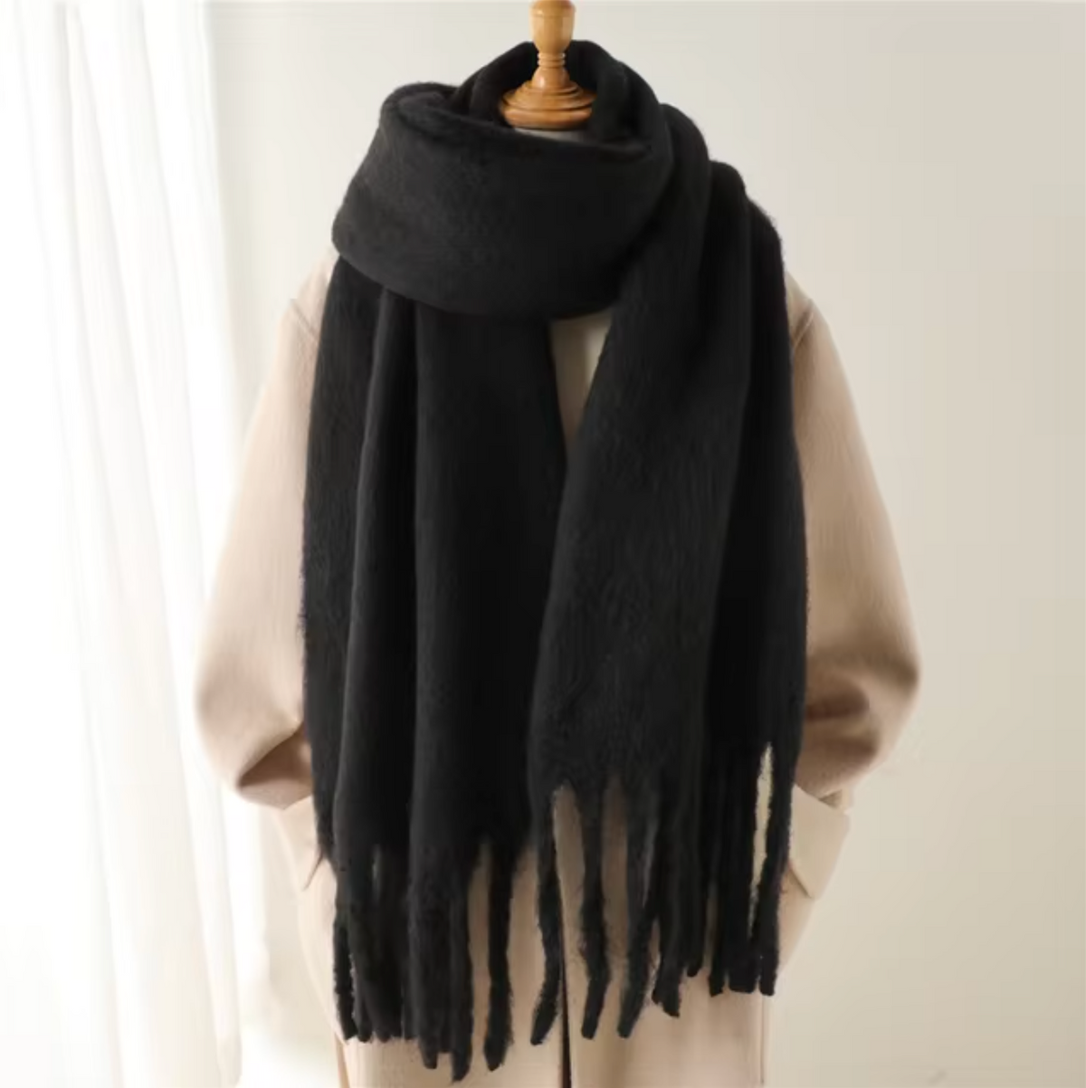 Elyra | Womens Pashmina Scarf with Long Tassels | Thick Soft Weave, Doubles as a Wrap or Blanket | in 20 Colors