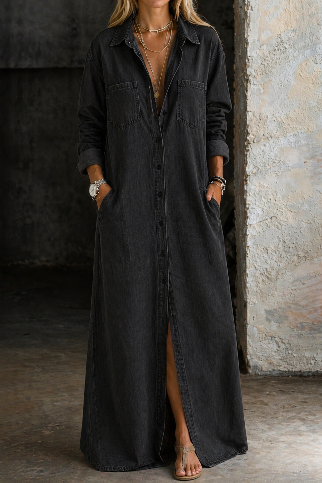 Delana | Women's dress with front buttons