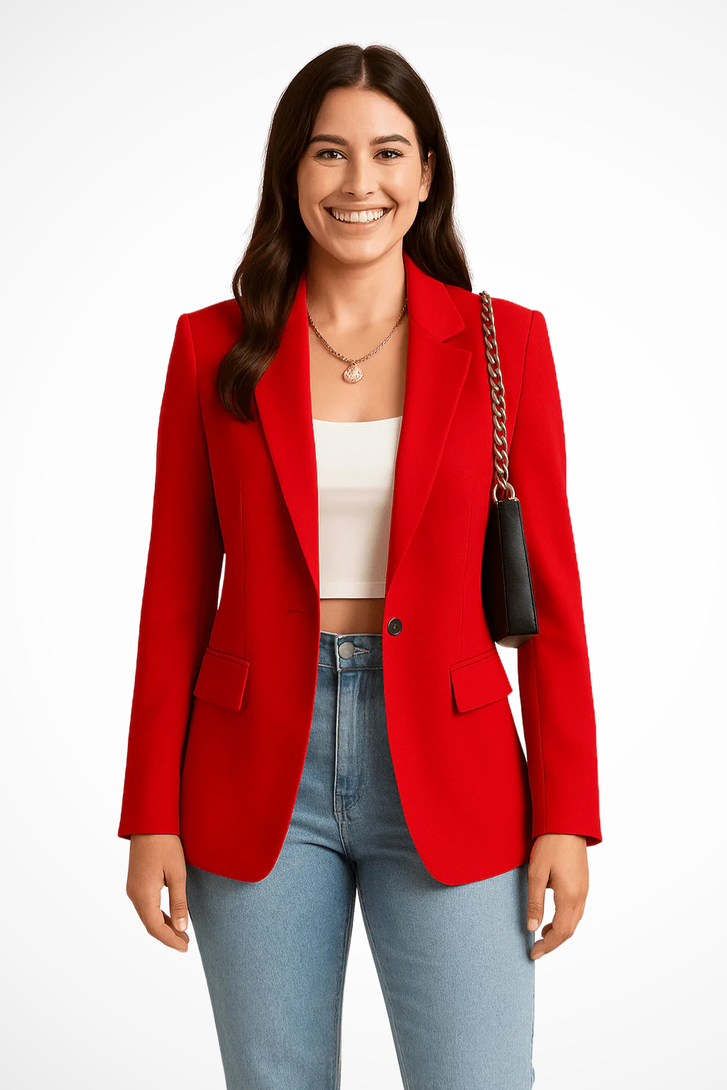 Women's Tailored Blazer, Notched Lapel, Long Sleeves