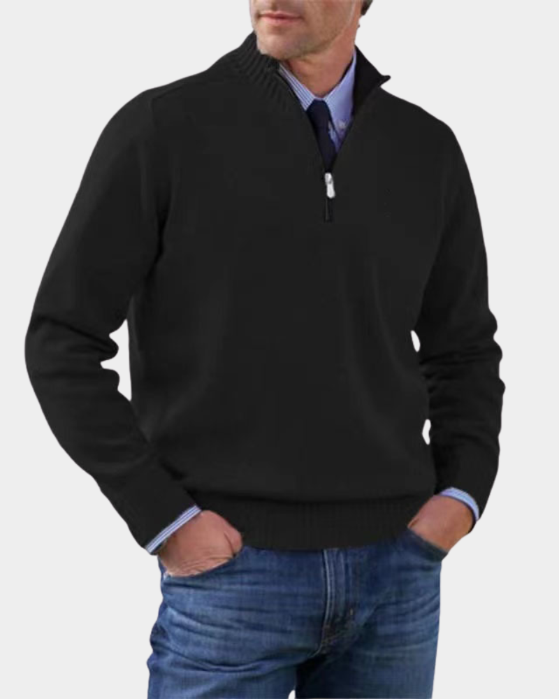 Hezron | Mens Zip-Up Sweater, Lightweight Warmth | Soft Smooth Feel, No Bulk | Red, Gray, Black and More M-3XL