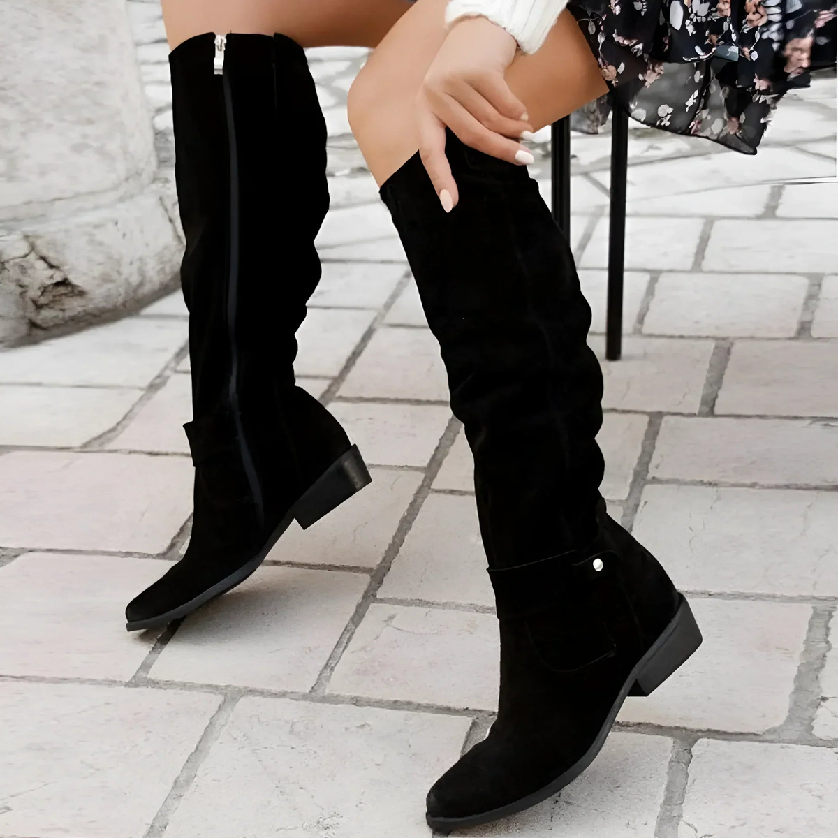 Women's Faux Suede Knee High Boots | Padded Footbed and Structured Sole, Matte Finish | Size 5-10.5, 5 Colors