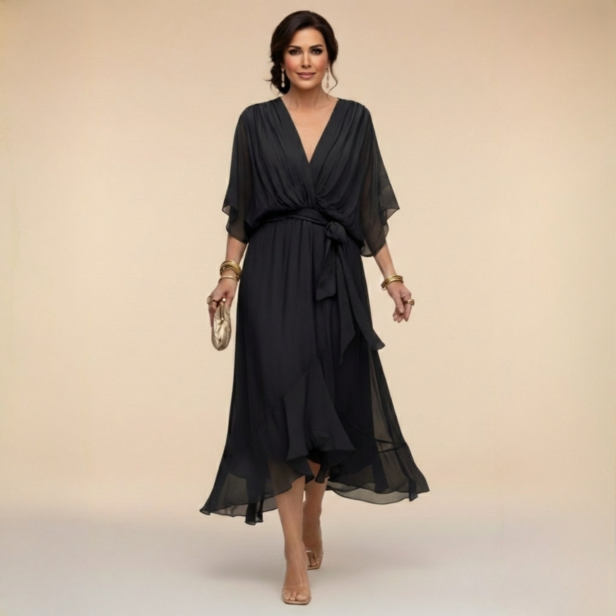 Women's V-Neck Summer Occasion Dress – Lightweight Flowy Dress