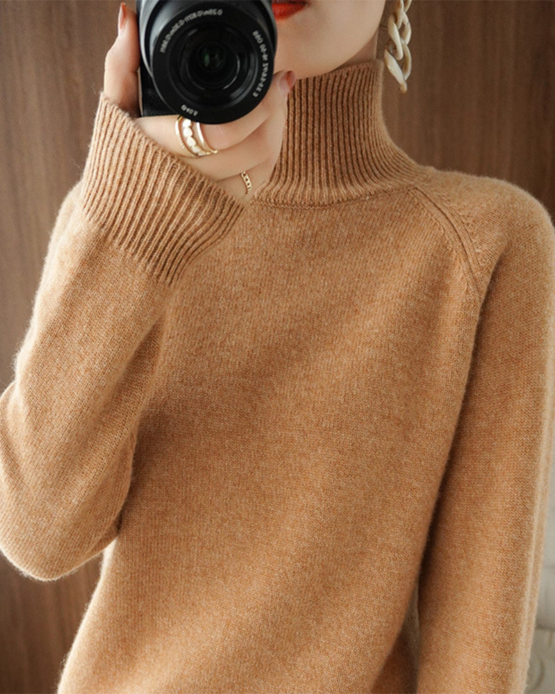 Women's Ribbed High Neck Sweater, Long Sleeves, Regular Fit