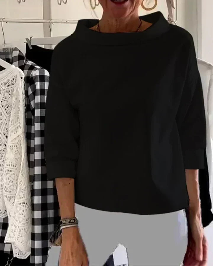 Women's Turtleneck Top with Wide Collar Long Sleeve