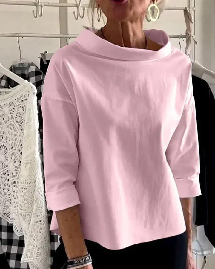 Women's Turtleneck Top with Wide Collar Long Sleeve
