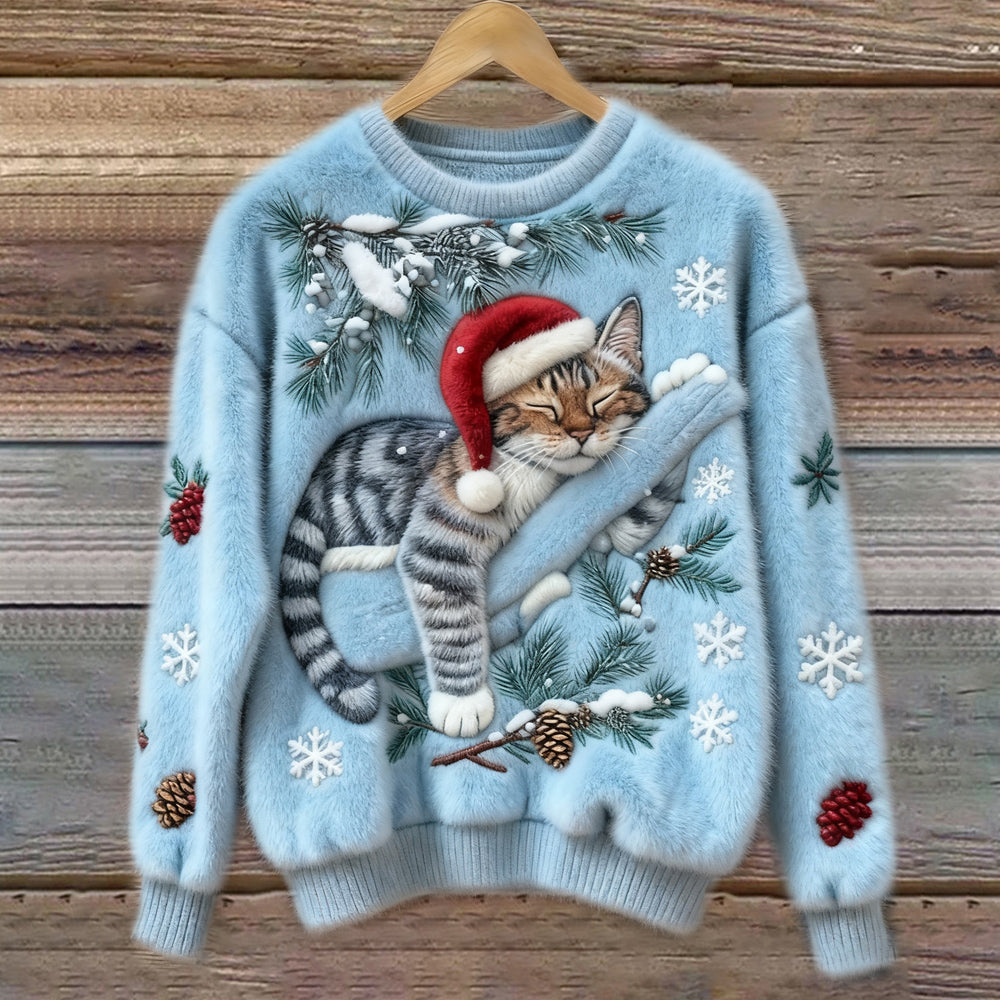 Women's Sweater with Crew Neck and Ribbed Cuffs | Print | For Winter | Size S-5XL