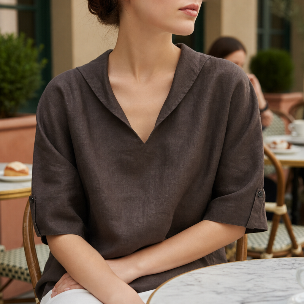 Naxos Linen V-Neck Blouse