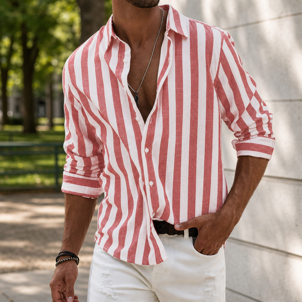 Paphos Striped Linen Casual Shirt