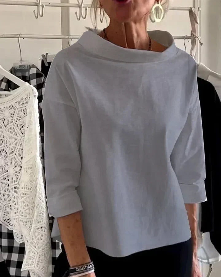 Women's Turtleneck Top with Wide Collar Long Sleeve