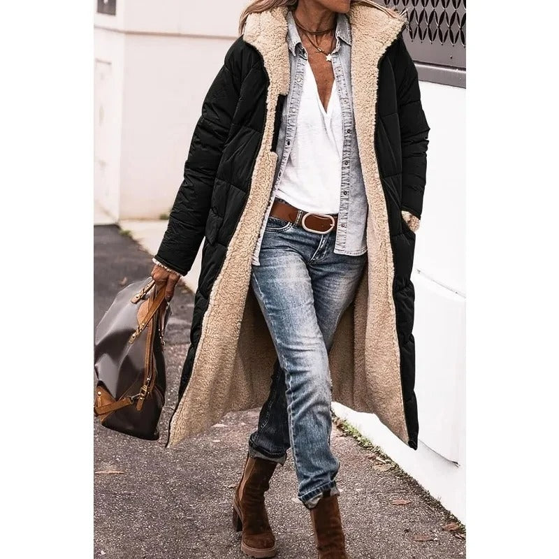 Women's Puffer Jacket with Quilted Panels and Longline Cut | Pockets | For Winter | Size S-3XL