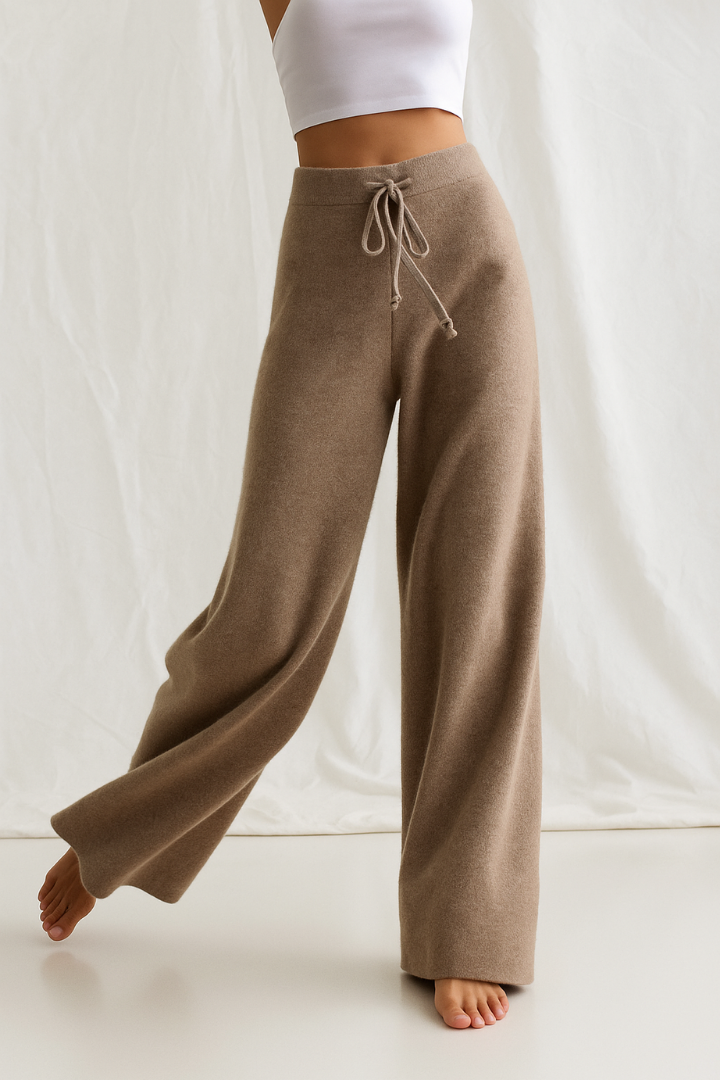 Malin Drawstring Wide-Leg Wool Pants
