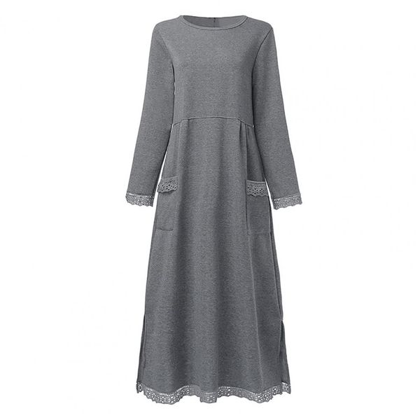 Women's Long Sleeve Maxi Dress with Side Pockets
