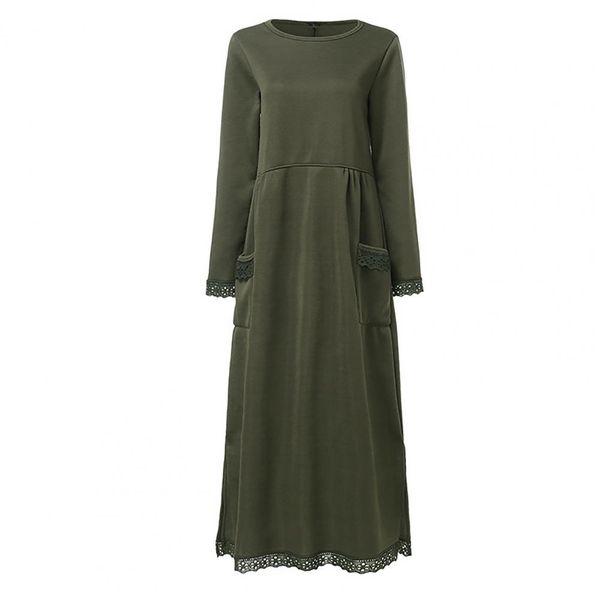 Women's Long Sleeve Maxi Dress with Side Pockets