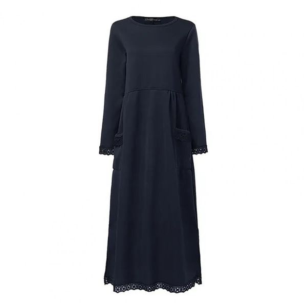 Women's Long Sleeve Maxi Dress with Side Pockets
